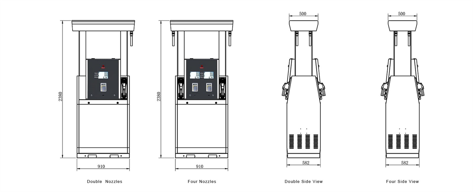 fuel dispenser size